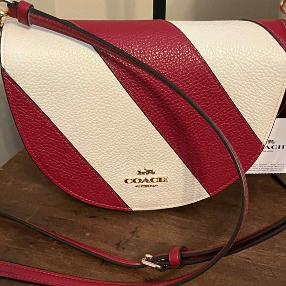 BRAND NEW WITH TAGS COACH CHALK/RED C1429 LEATHER PIECING ELLEN PURSE - Picture 11 of 12